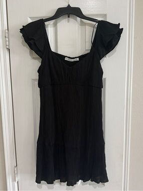 Altar'd State Black Ruffled Sleeve Mini Dress